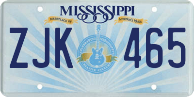 MS license plate ZJK465