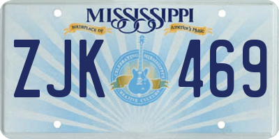 MS license plate ZJK469
