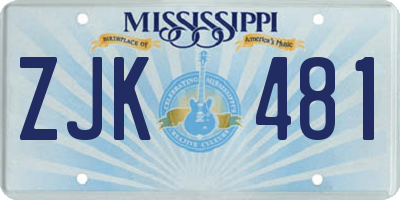 MS license plate ZJK481