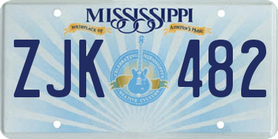 MS license plate ZJK482