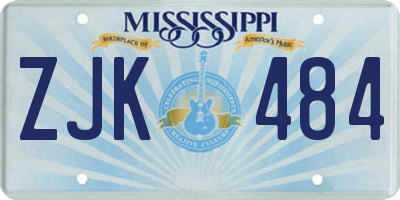 MS license plate ZJK484