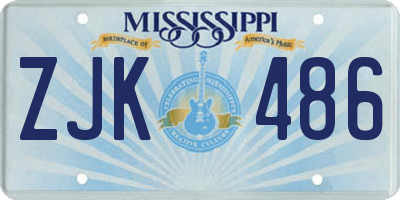 MS license plate ZJK486