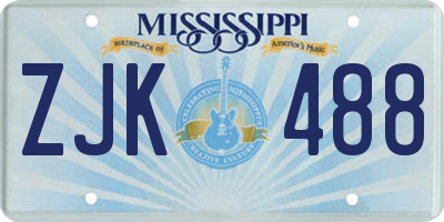 MS license plate ZJK488