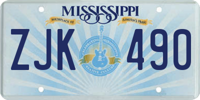 MS license plate ZJK490