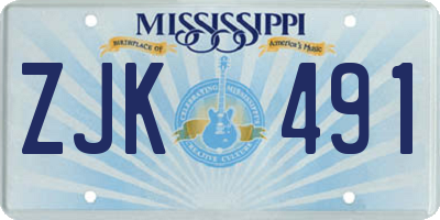 MS license plate ZJK491