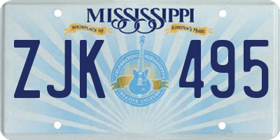MS license plate ZJK495