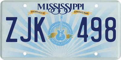 MS license plate ZJK498