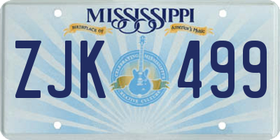 MS license plate ZJK499