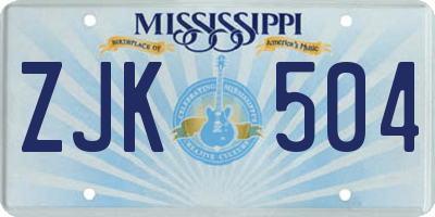 MS license plate ZJK504