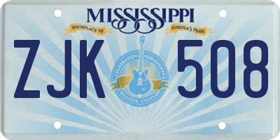 MS license plate ZJK508