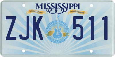 MS license plate ZJK511