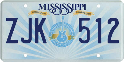 MS license plate ZJK512
