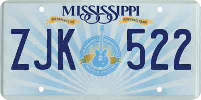 MS license plate ZJK522