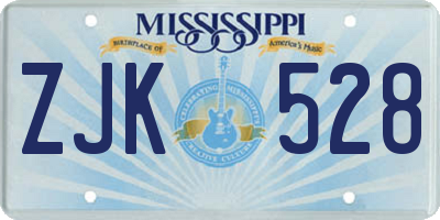 MS license plate ZJK528