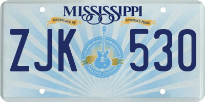 MS license plate ZJK530