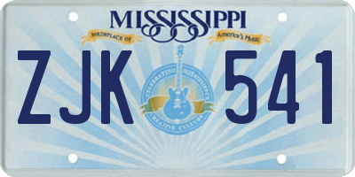 MS license plate ZJK541