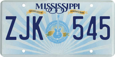 MS license plate ZJK545
