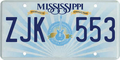 MS license plate ZJK553