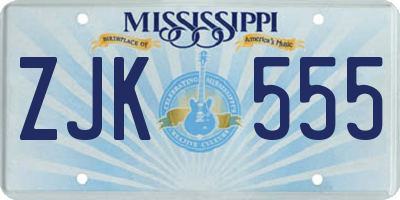 MS license plate ZJK555