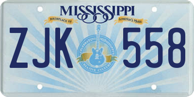 MS license plate ZJK558