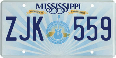 MS license plate ZJK559