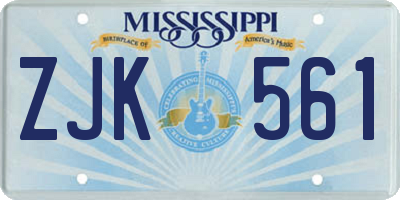 MS license plate ZJK561