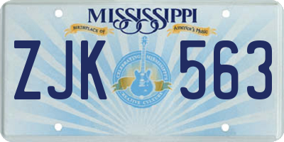 MS license plate ZJK563