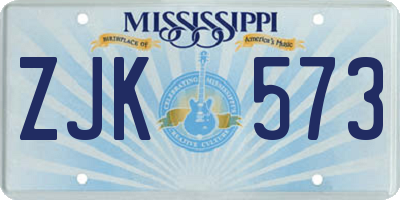 MS license plate ZJK573