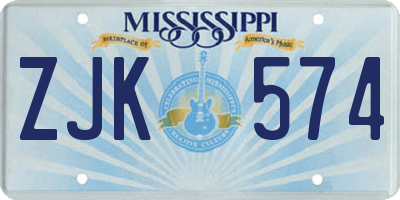MS license plate ZJK574