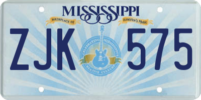 MS license plate ZJK575
