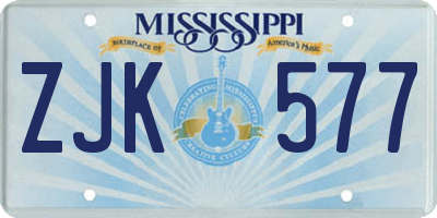 MS license plate ZJK577