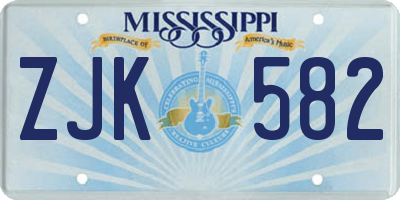 MS license plate ZJK582
