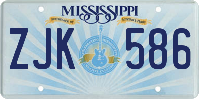 MS license plate ZJK586