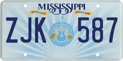 MS license plate ZJK587