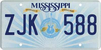 MS license plate ZJK588