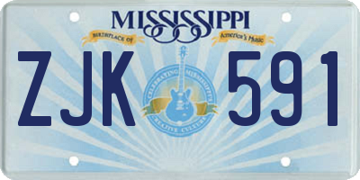 MS license plate ZJK591