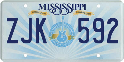 MS license plate ZJK592