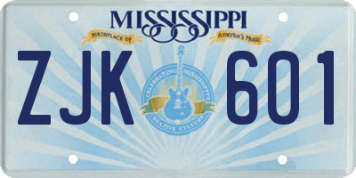 MS license plate ZJK601