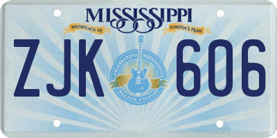 MS license plate ZJK606