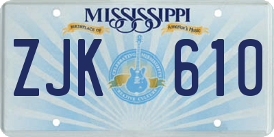 MS license plate ZJK610
