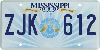 MS license plate ZJK612