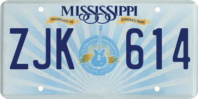 MS license plate ZJK614