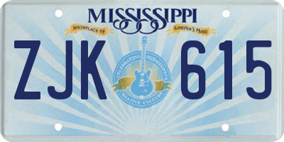 MS license plate ZJK615