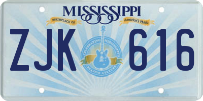 MS license plate ZJK616