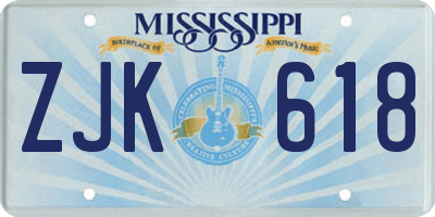 MS license plate ZJK618