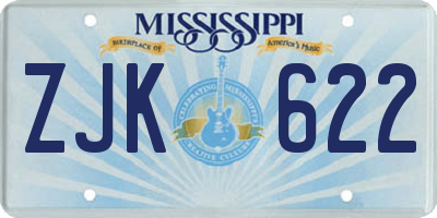 MS license plate ZJK622