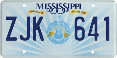 MS license plate ZJK641