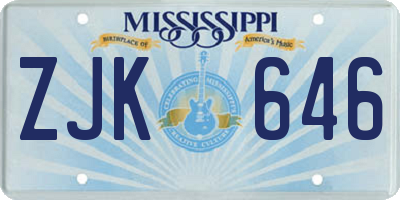 MS license plate ZJK646