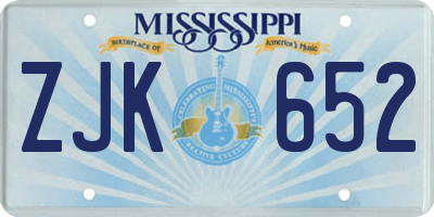 MS license plate ZJK652