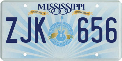 MS license plate ZJK656